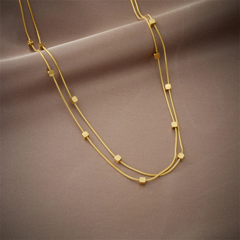 Stainless Steel Cube Chains Necklace
