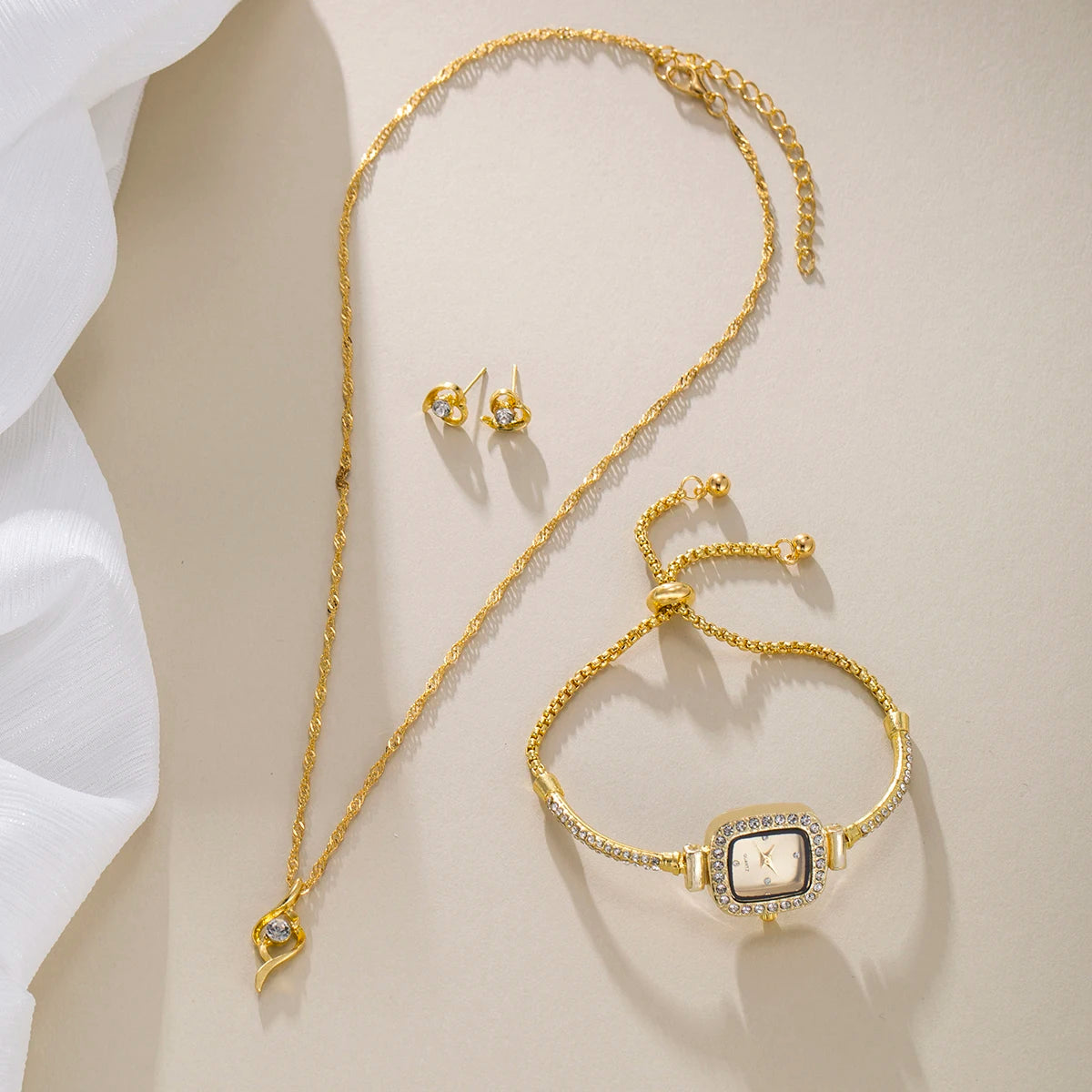 Minimalist square dial alloy quartz watch