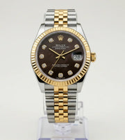 Rolex Datejust Black Mother of Pearl Diamond Dial 278273-0024 31 mm Master Automatic