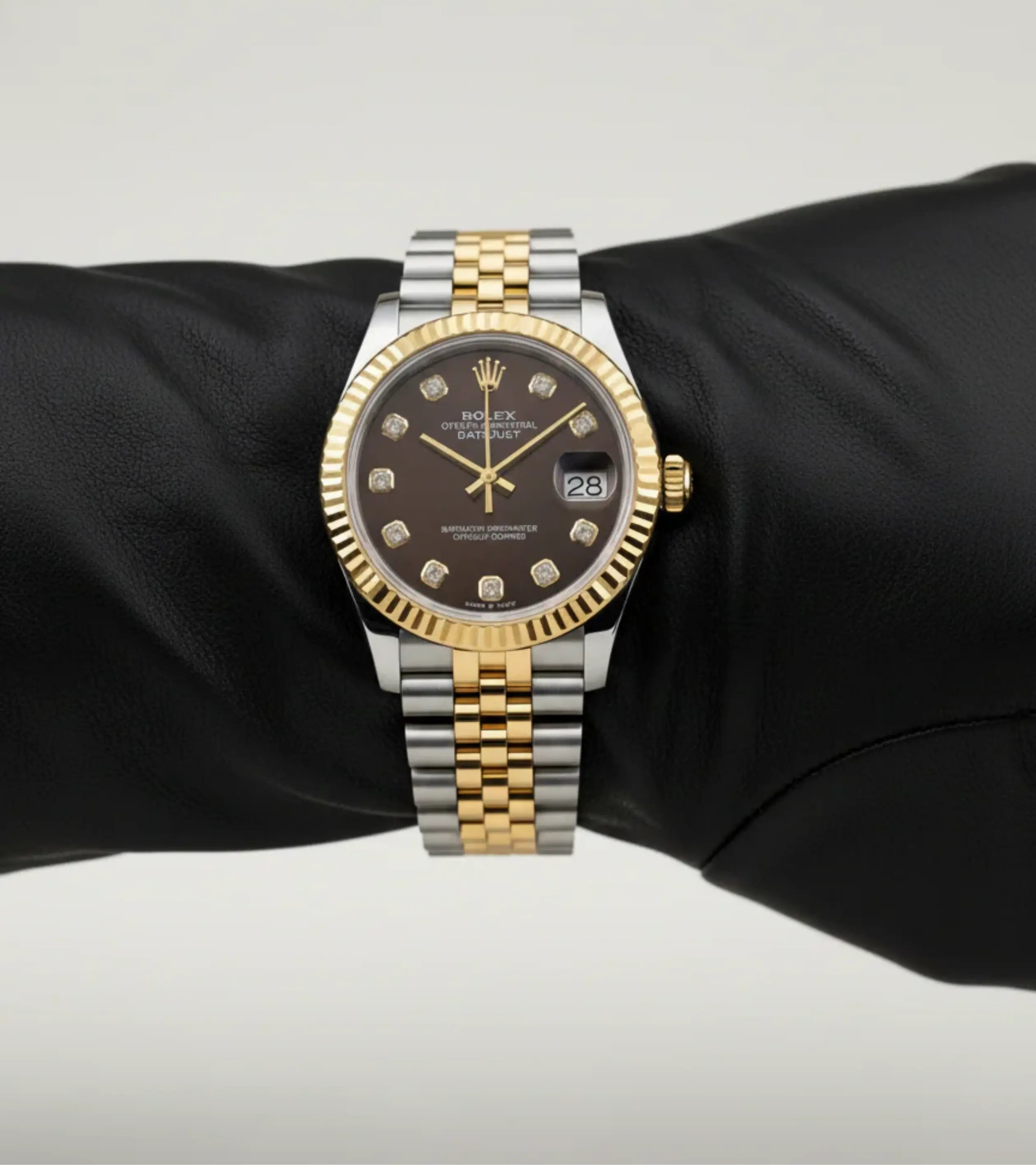 Rolex Datejust Black Mother of Pearl Diamond Dial 278273-0024 31 mm Master Automatic