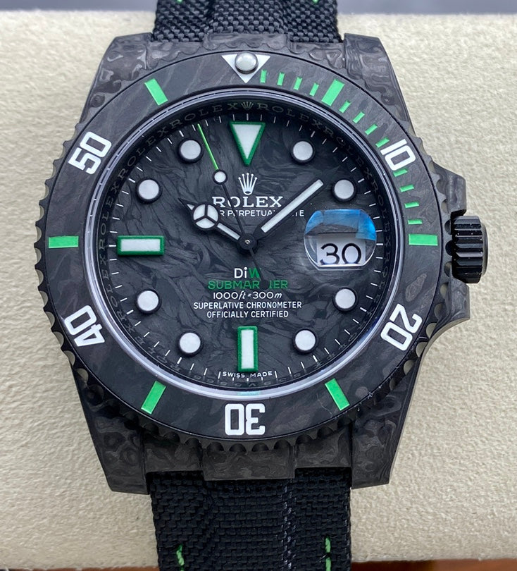 Rolex Submariner Carbon Green watch.